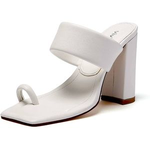 New!! Open Toe Chunky Block High Heels Sandals Toe Ring Heeled